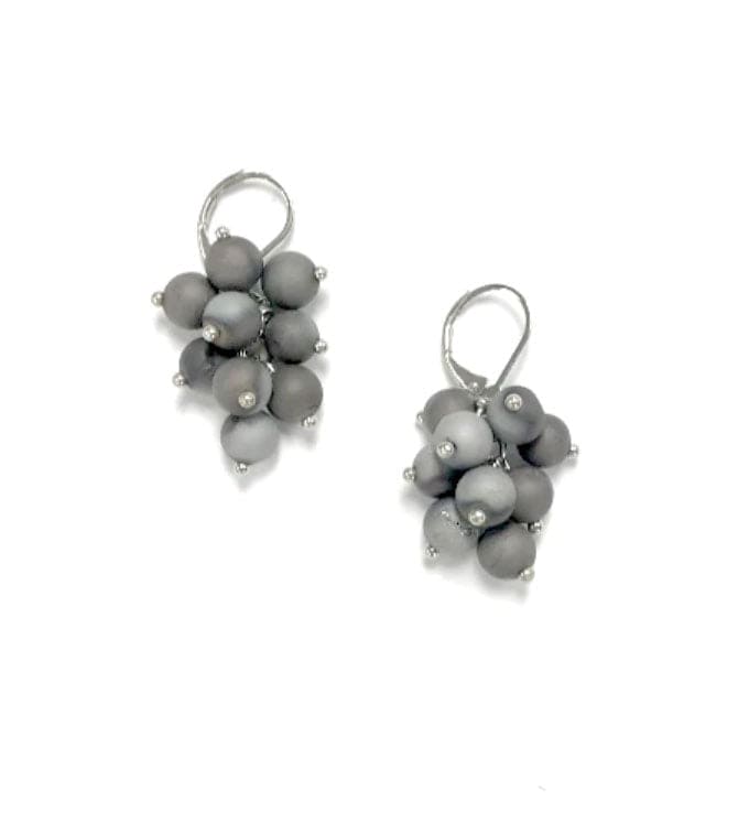 Sea Lily Earrings Silver/Slate Tone Cluster Earrings