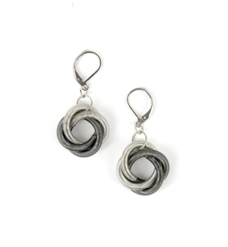 Sea Lily Earrings Silver Slate Twisted Loop Earring
