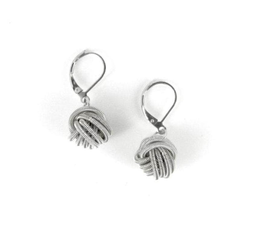 Sea Lily Earrings Silver Wire Knot Earrings