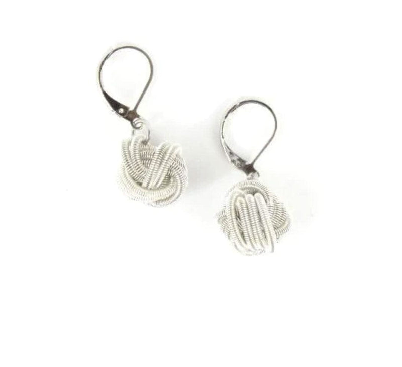 Sea Lily Earrings White Piano Wire Knot Earring