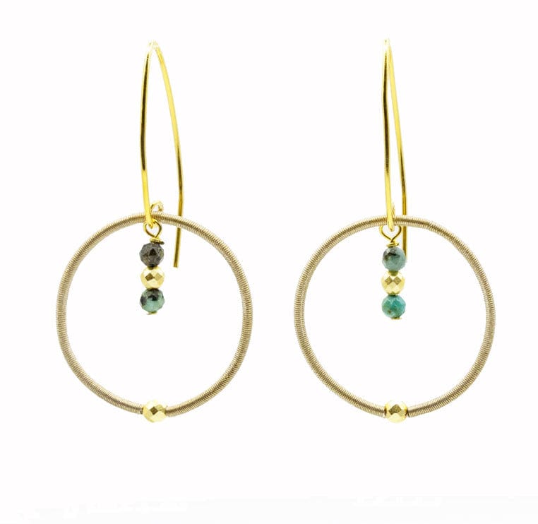 Sea Lily Earrings Wire Loop Turquoise Drop Earrings