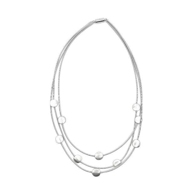 Sea Lily Necklaces 3 Strand Necklace with Silver Discs