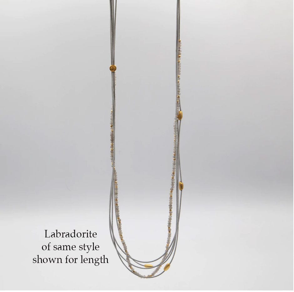 Sea Lily Necklaces 38" Sapphire Silver/Gold Piano Wire Necklace