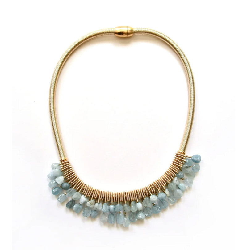 Sea Lily Necklaces Aquamarine Piano Wire Collar