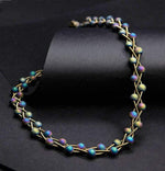 Sea Lily Necklaces Bronze Braided Piano Wire Necklace w. Iridescent Beads
