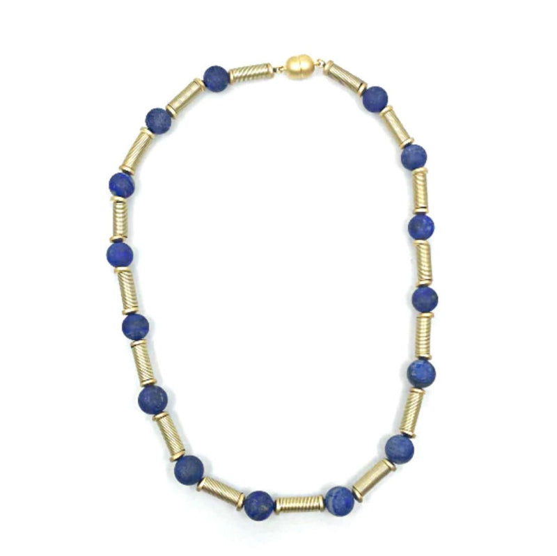 Sea Lily Necklaces Short Gold Tone Lapis Tube Necklace Necklace