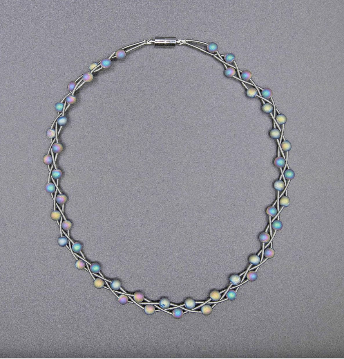 Slate Braided Wire Necklace w/ Iridescent Beads – Lynne Goldman