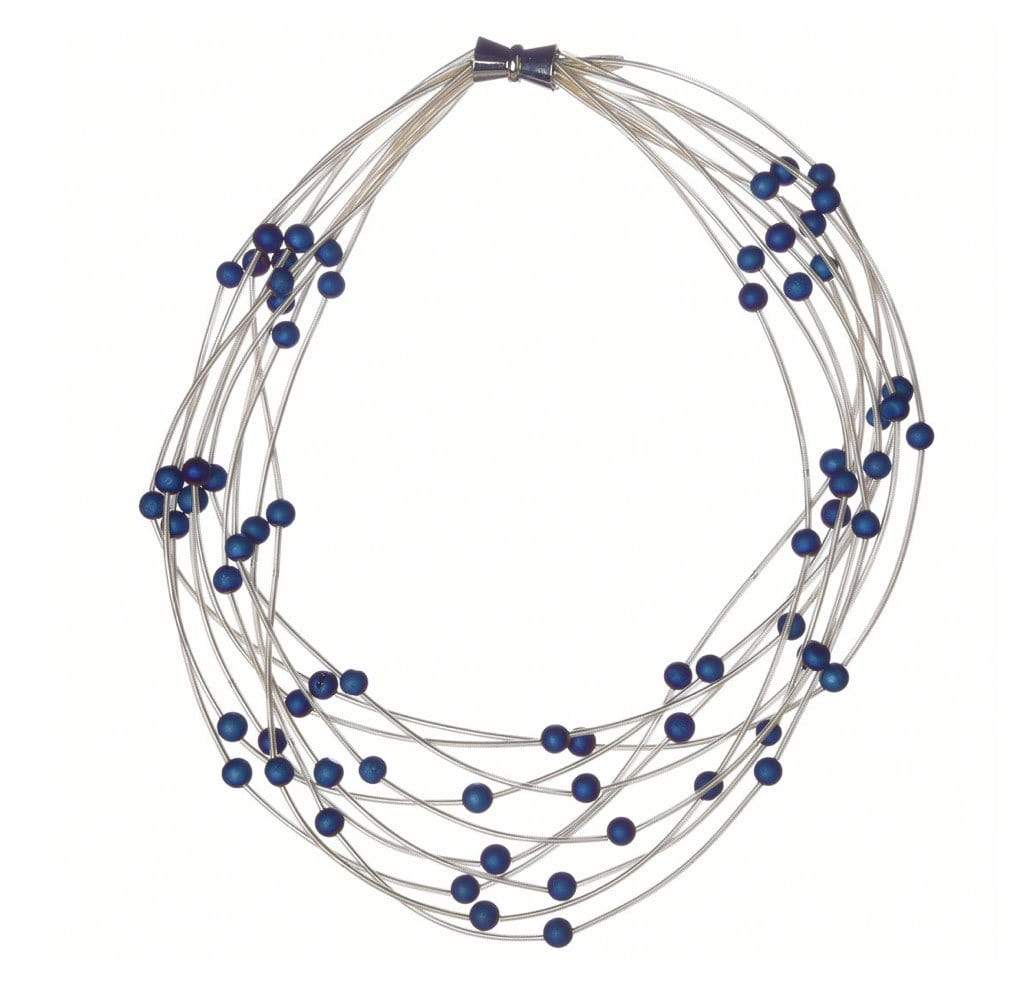 Sea Lily Necklaces White Wire Nk Blue Beads