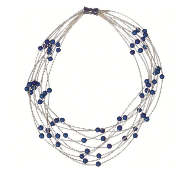 Sea Lily Necklaces White Wire Nk Blue Beads