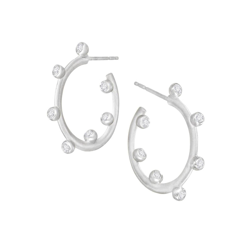 Suzy Landa Earrings 18K White Gold & Diamond Small Hoopla Earrings