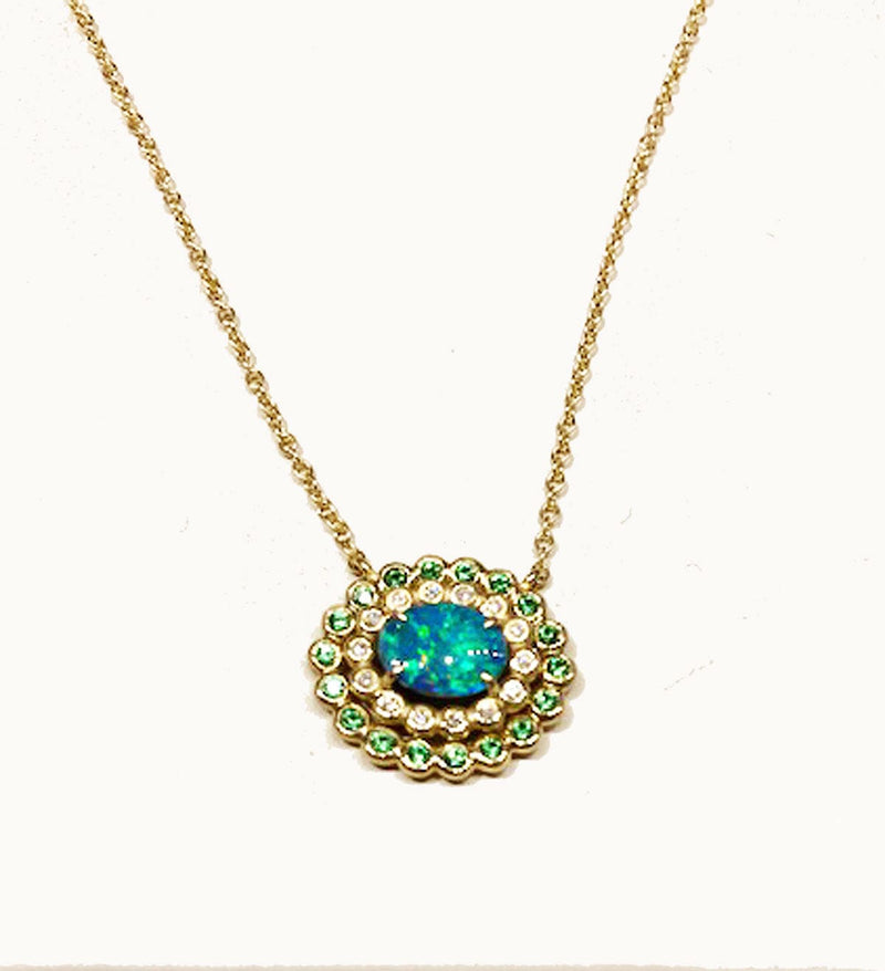 Suzy Landa Necklaces Opal Tsavorite Diamond Necklace